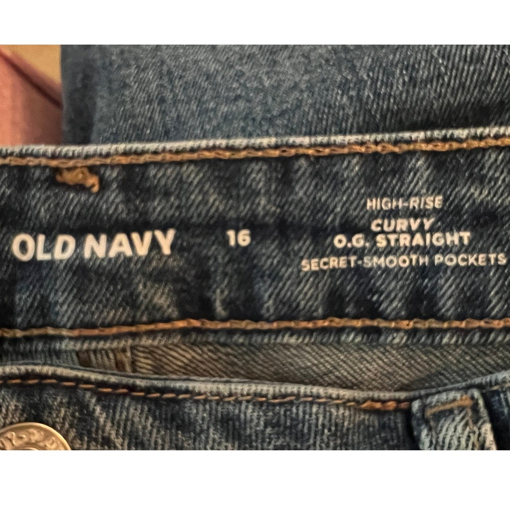 Old Navy Curvy High Rise O G Straight Leg Jeans Women's Size 16 Margarita Wash - Picture 3 of 5